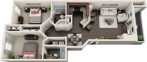 3D floor plan of B2
